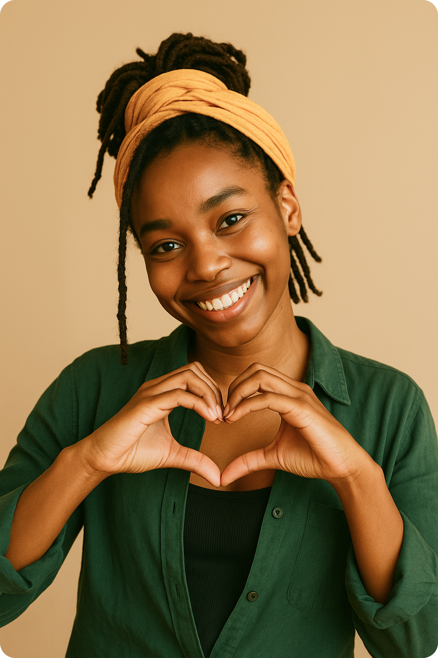 Person making heart gesture